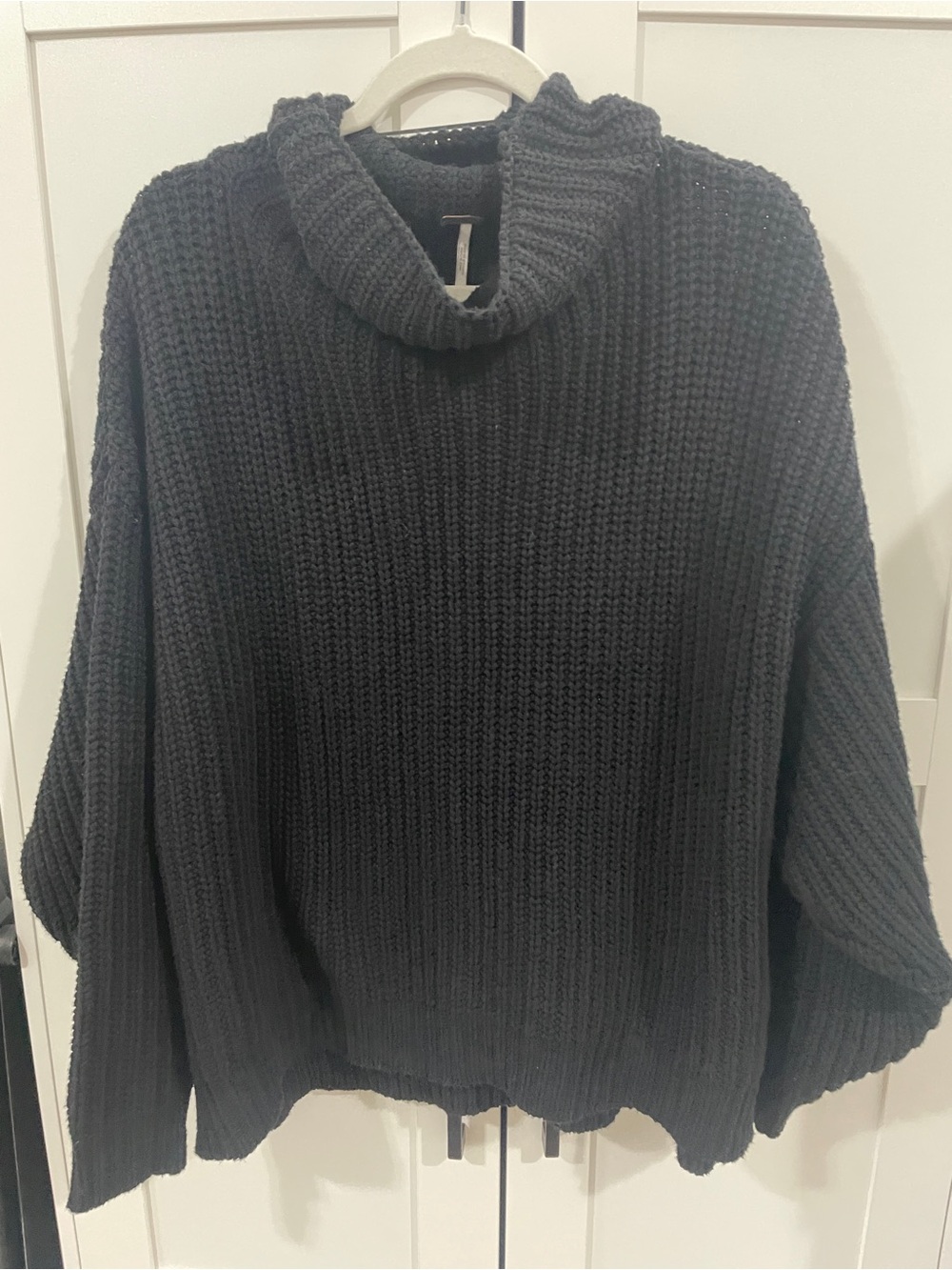 Free People Black Chunky Cowl Neck Sweater